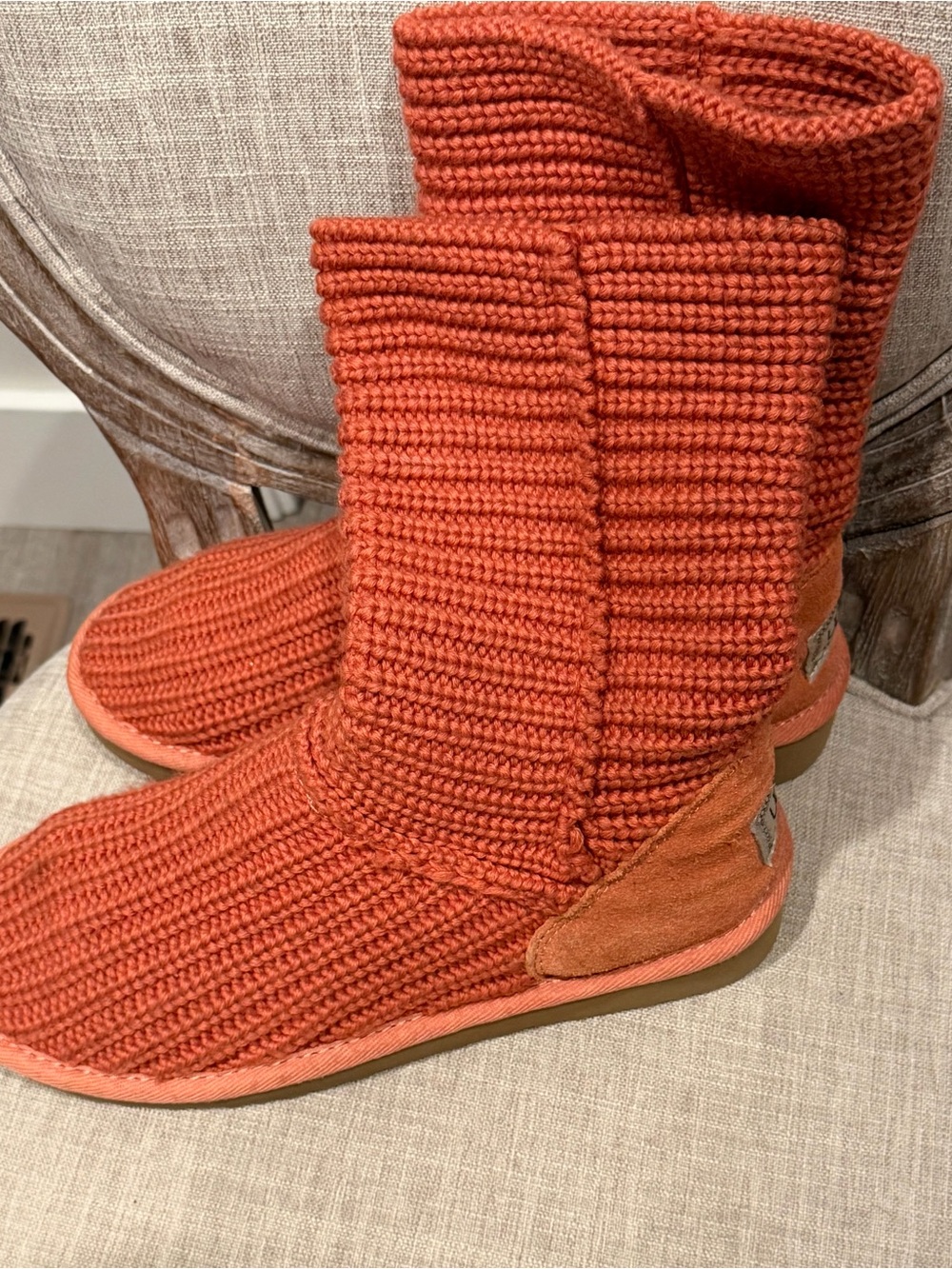 UGG Orange Knit Slipper Boots - Picture 2 of 8